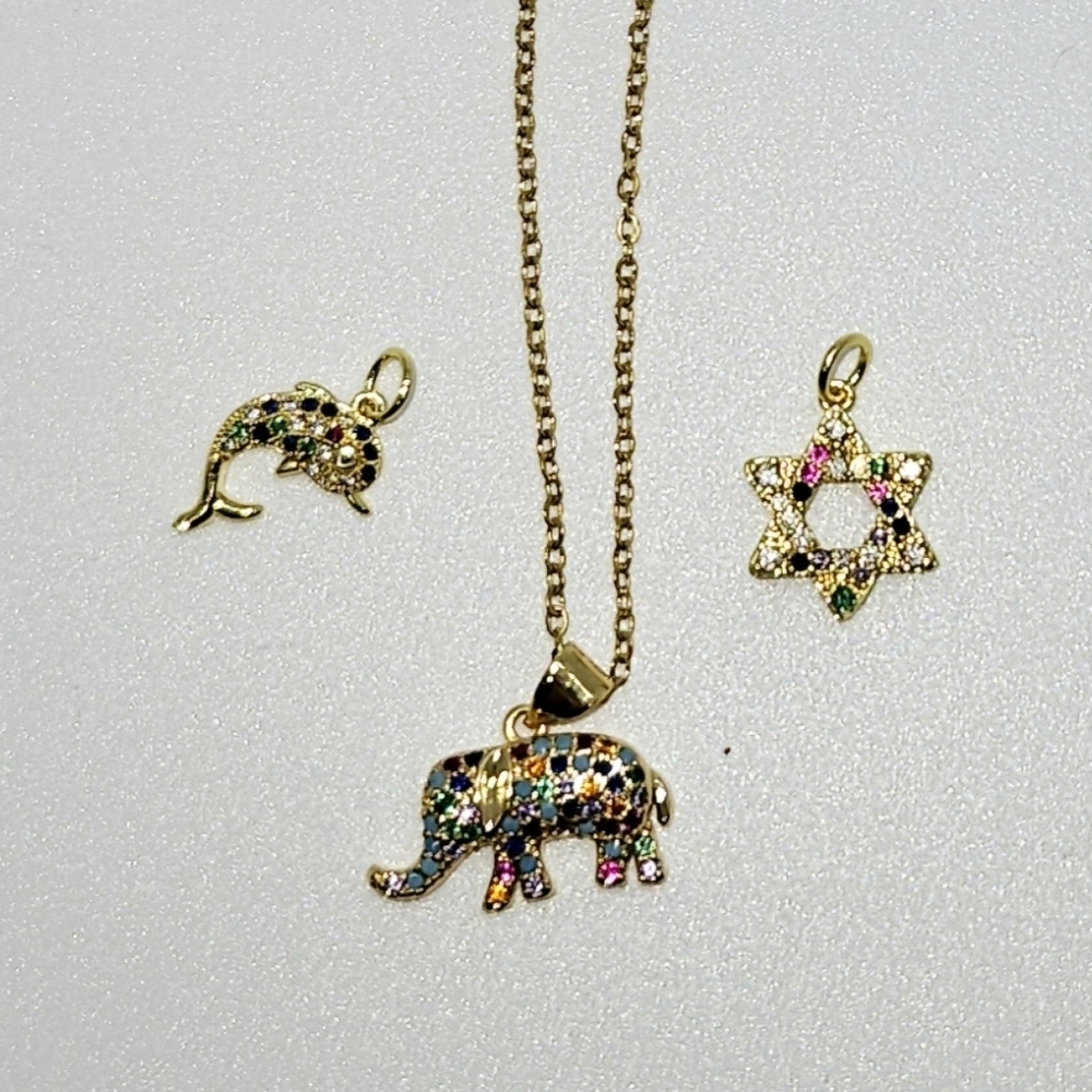 Colorful Dolphin Charm Multicolor Cubic Zirconia- Charm For Charm Bracelet - Picture 7 of 8